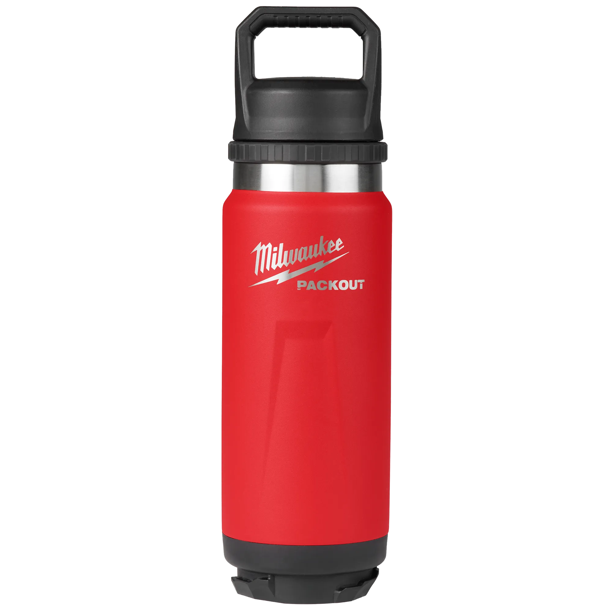 Image of the Milwaukee PACKOUT 24oz Insulated Bottle with Chug Lid in red