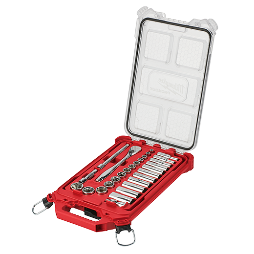 48-22-9481 - 28PC 3/8” SAE Ratchet and Socket Set with PACKOUT™ Low-Profile Compact Organizer