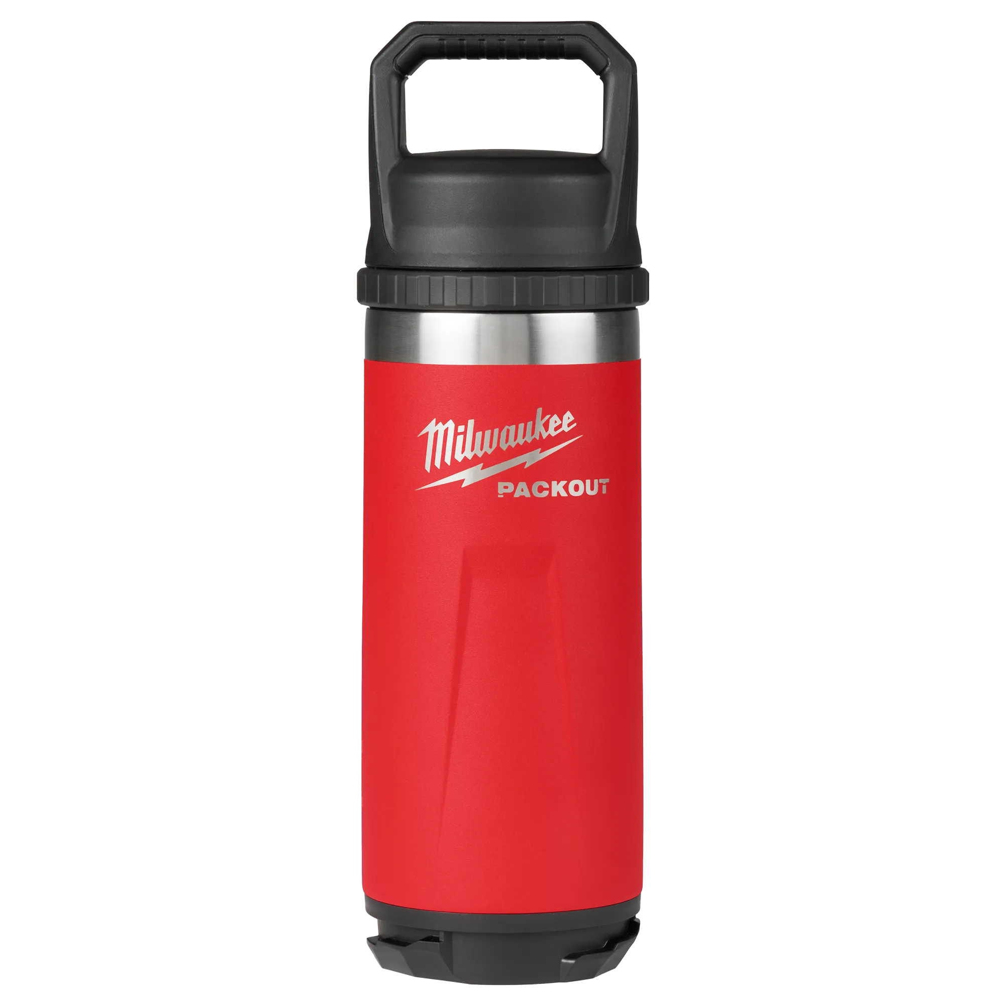 Image of the Milwaukee PACKOUT 18oz Insulated Bottle with Chug Lid in red